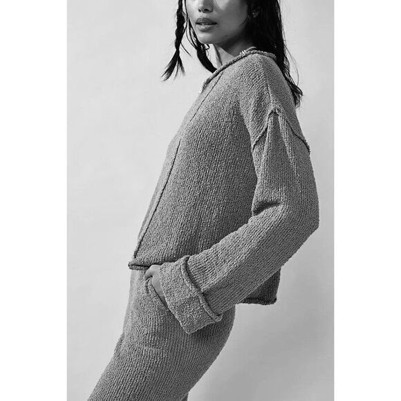 NWT FREE PEOPLE Sz XS DUNES SWEATER SET 2 PIECE PULLOVER & PANT SET IN BLACK - Picture 3 of 4